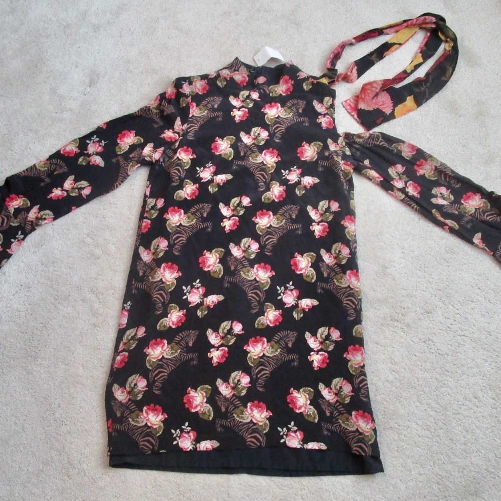 MOTHER OF PEARL Women's Floral Zebra Print Shift Dress Black Size 4 BIN1-0190